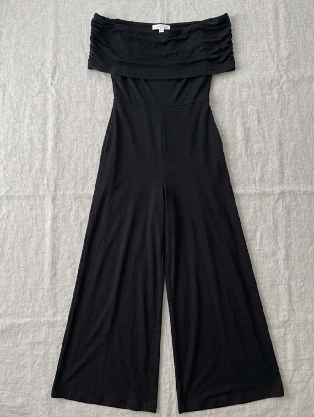 Jumpsuit by Lou & Grey Wide Leg Off Shoulder Blk Jersey Knit Ann Taylor Loft XS